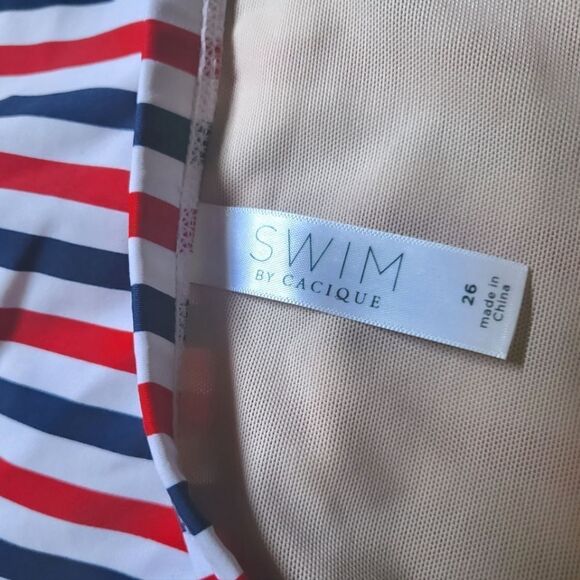 Swim by Cacique Red, White & Blue SwimSuit, Plus 26 Bottoms - Picture 11 of 11